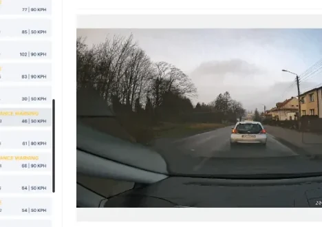 AI video telematics platform showing driver events and dashcam footage